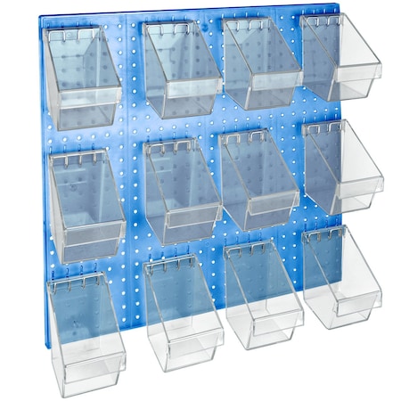Azar Displays 12 Mini Bucket Peg Wall Accessory Organizer Set 24''W x 24''H Pegboard Panel 700685-BLU